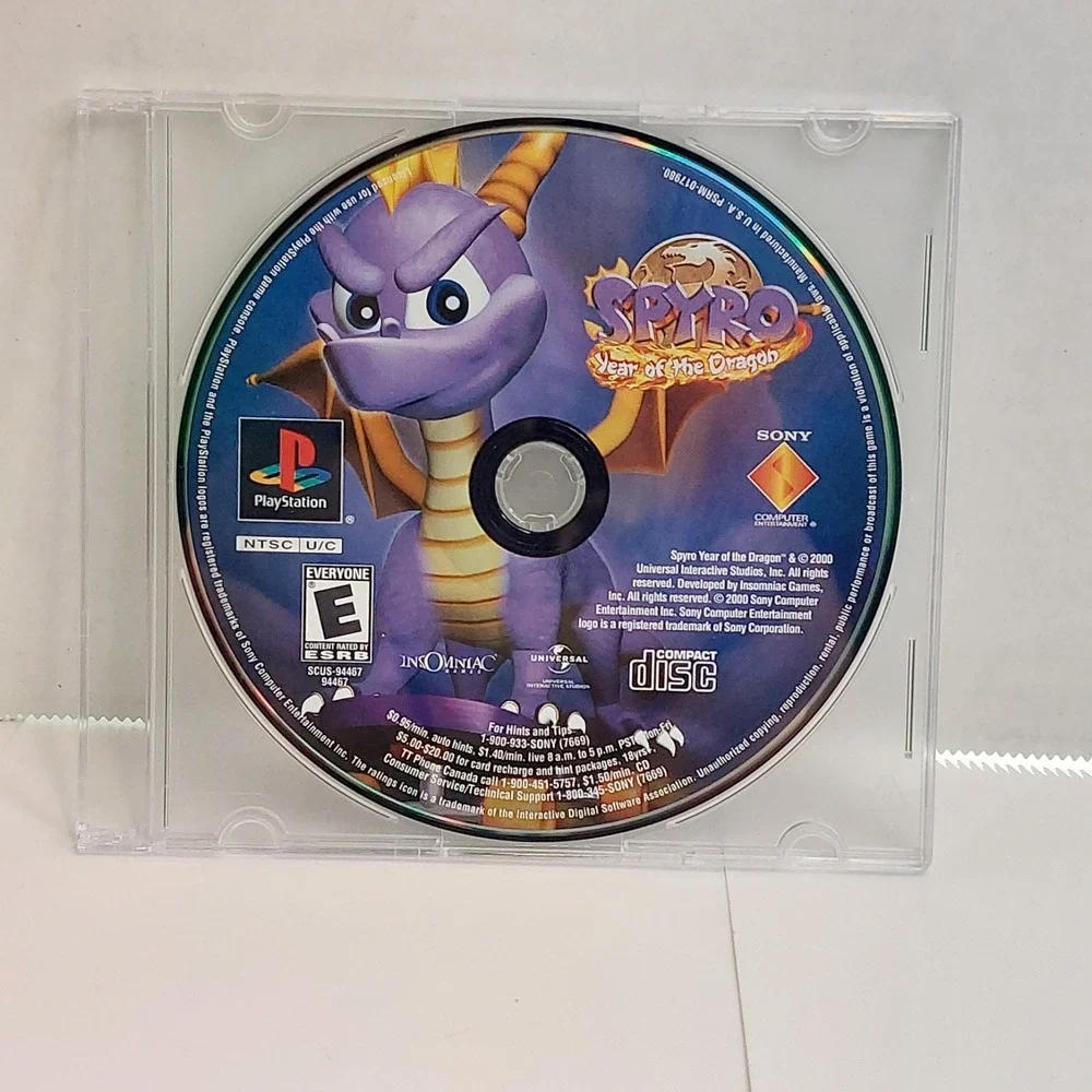 Sony Spyro Year of the Dragon PS1 OS Purple Good Tested SCUS-94467